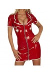 Latex Rubber&nbsp;&nbsp;&nbsp;Costume Rouge Gummi&nbsp;&nbsp;&nbsp;infirmière Dress-Red-White_XL