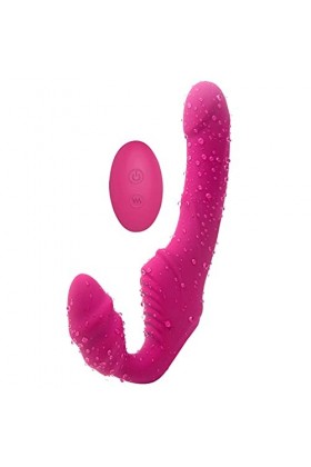 Strapless Strap-on Gode sans Fil telecommande Ultra Puissance Vibromasseur pour Femme 9 Modes de Vibration Sex Toýs pour Femm