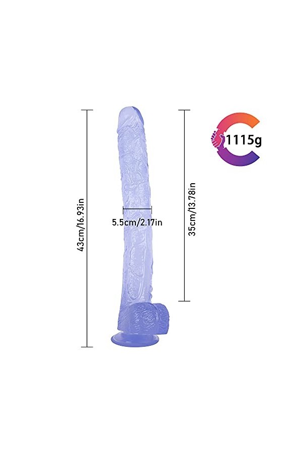 WYHJ Grand Mâle avec Vèñtousè Silicone Imperméable Flexible et Durable Grande Taille 43cm*5.5cm Convient Aux Couples Gay Bleu