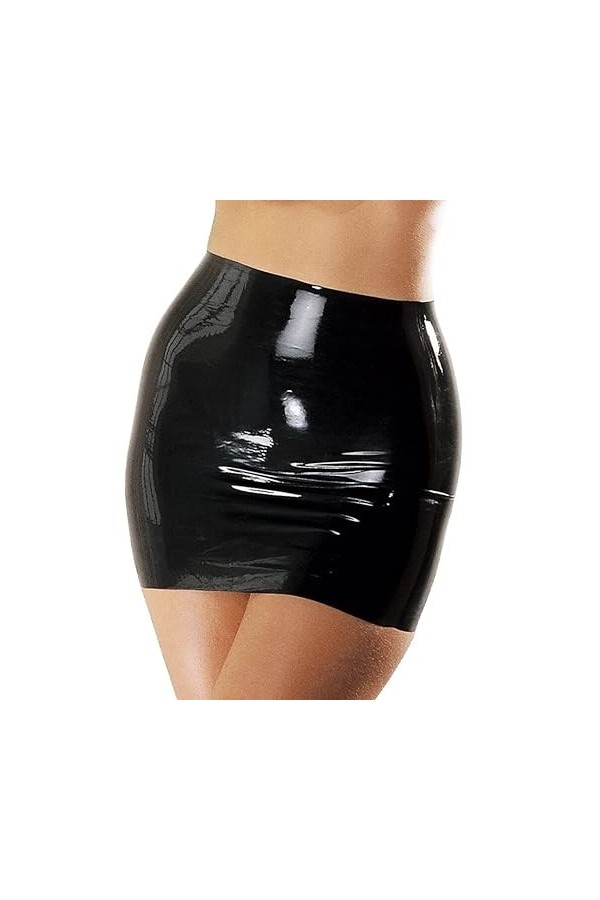 SUPERCH Moule Sexy Latex Jupe Femmes Latex Caoutchouc Danse Club Porter des Jupes Courtes Latex Naturel Mini Jupes Danse Jupe