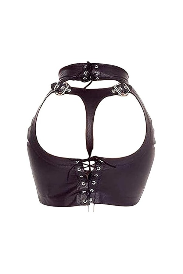 QISON Pantalons réglables en Cuir Verni Jupes des vêtements de Club pour Les Femmes S 