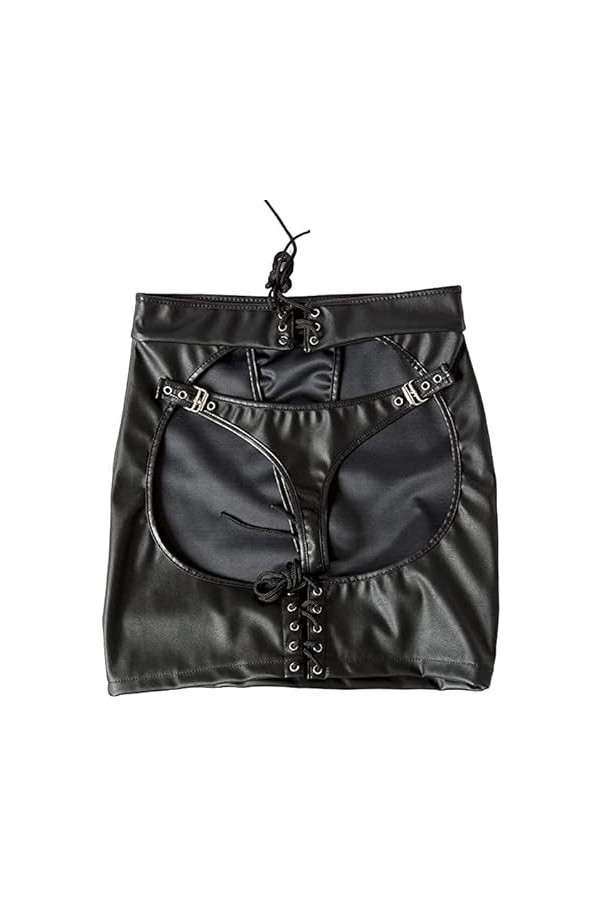 QISON Pantalons réglables en Cuir Verni Jupes des vêtements de Club pour Les Femmes S 