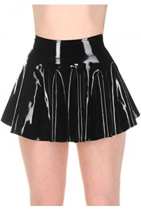 Jupes courtes plissées en latex et caoutchouc lambada noir 0,4 mm - noir - Taille L