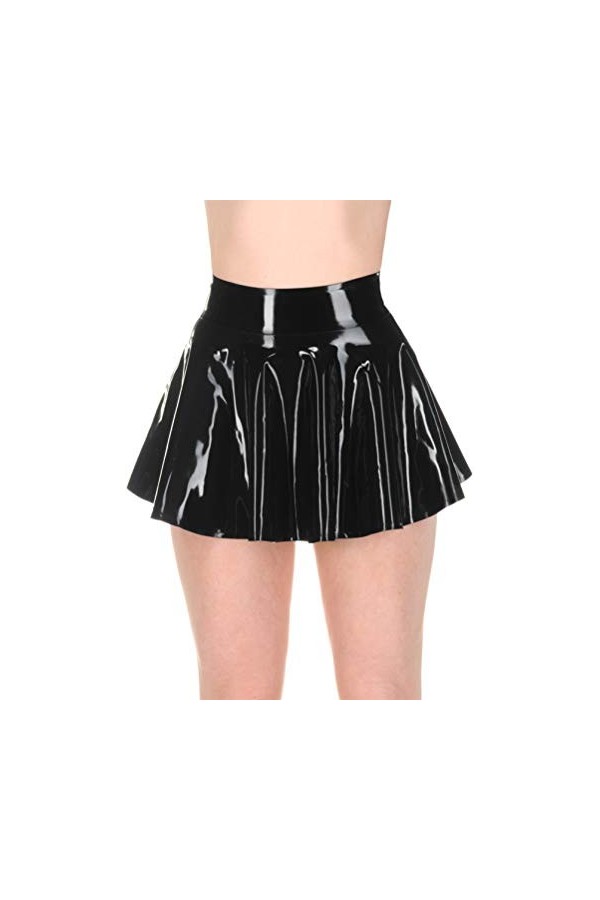 Jupes courtes plissées en latex et caoutchouc lambada noir 0,4 mm - noir - Taille L
