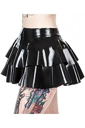 GOCTRN Mini-Jupe en Latex, Jupe De Patinage Personnalisée,Noir,M
