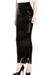 GOCTRN Jupe Longue en Latex pour Dames,Noir,L