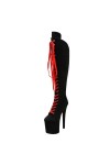 WOkismD 20CM Suede Nightclub Sexy Genou Mi Bottes Pole Danse Talons Hauts Modèle Catwalk Femmes Bottes,Noir,35 EU