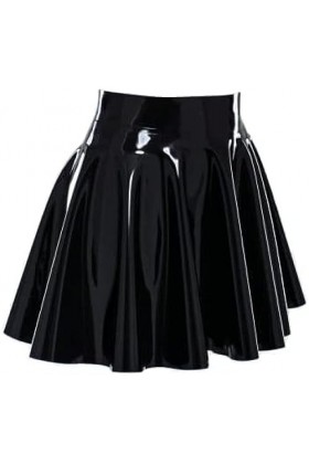 GOCTRN Mini Jupe en Latex Noir Fait À La Main, Mini Vêtements De Danse Sexy Dété pour Femmes, en Caoutchouc Latex,Argent,S