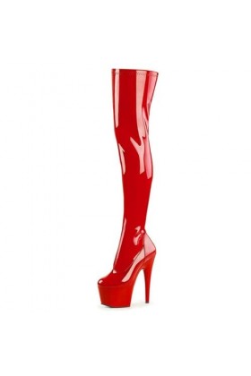 WOkismD 17CM / 6.69IN Stiletto Rouge Rond Toe Plate-forme Sur-Le-Genou Bottes Pole Dance Talons Hauts Grande Taille Discothèq