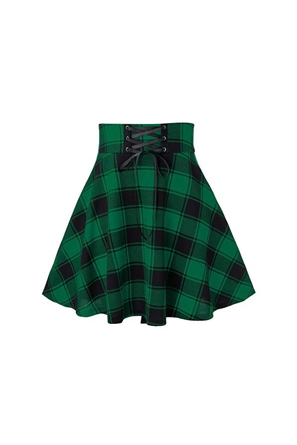Jupe à carreaux courte plissée pour femme - Style gothique - Steampunk - Pour adolescente et fille - Pour cosplay, carnaval,