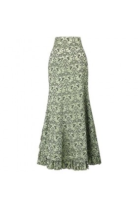 Jupe sirène à volants pour femme - Jupe plissée sexy - Jupe midi - Pour carnaval - Style punk - Style médiéval - Renaissance 