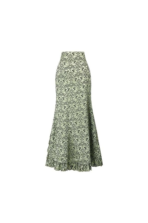 Jupe sirène à volants pour femme - Jupe plissée sexy - Jupe midi - Pour carnaval - Style punk - Style médiéval - Renaissance