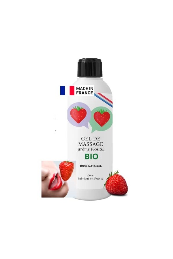 IZOË, Huile, Gel de Massage, Commestible Comestible, Relaxante, BIO Professionnelle, Sensuelle, Plaisir Naturel Fraise