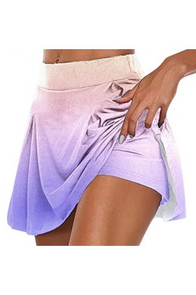 Jupe dété pour femme - Mini jupe de sport - Avec poches - Jupe plissée - Avec pantalon - Longueur genou - Pour femme, Purple