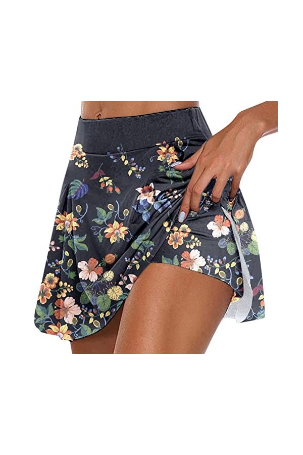 Jupe dété pour femme - Mini jupe de sport - Avec poches - Jupe plissée - Avec pantalon - Longueur genou - Pour femme, Purple