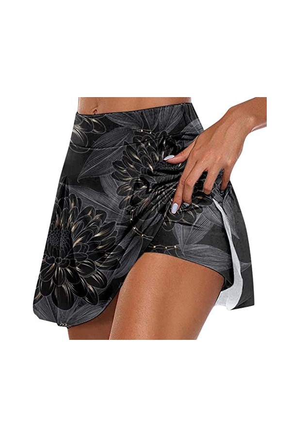 Jupe dété pour femme - Mini jupe de sport - Avec poches - Jupe plissée - Avec pantalon - Longueur genou - Pour femme, Purple