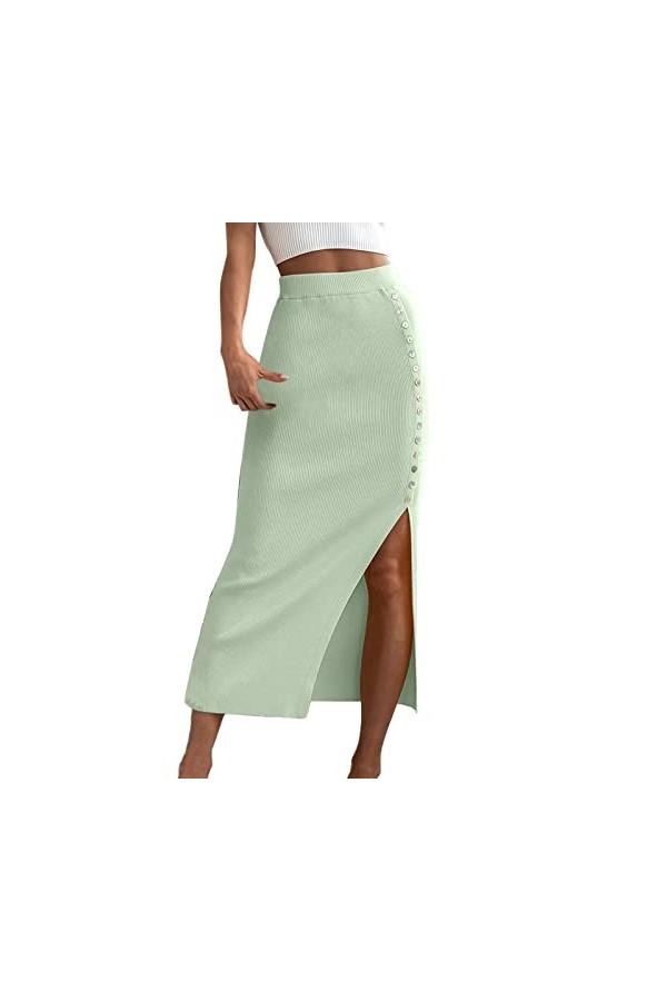 Jupe Danmen Robe élégante avec fente latérale - Jupe élastique tendance - Couleur unie - Jupe trapèze - Robe de fête - Robe m