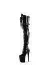 WOkismD 20 CM/7.87IN Brillant Sexy Cuisse Bottes Mince Talon Étanche Plate-forme Grande Taille Discothèque Performance Pole D