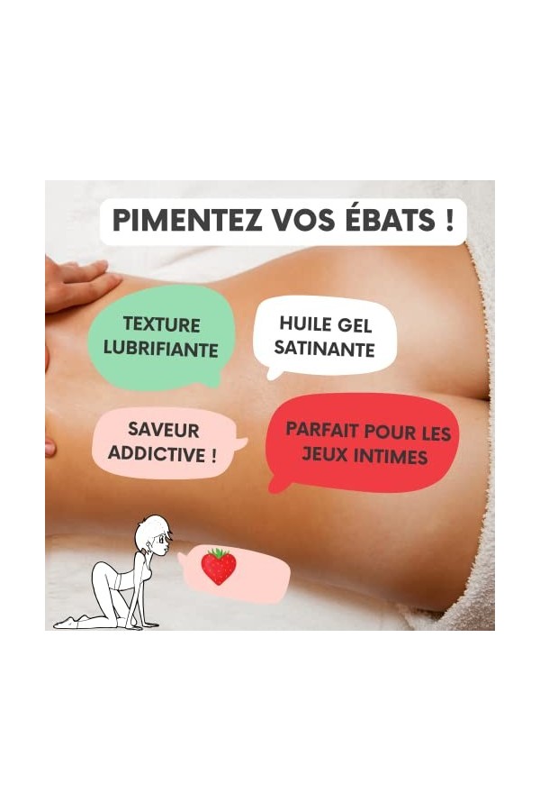 IZOË, Huile, Gel de Massage, Commestible Comestible, Relaxante, BIO Professionnelle, Sensuelle, Plaisir Naturel Fraise