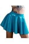 IDOBLO Mini Jupe en Latex Bleu Ciel Mini Jupe en Latex Femme Latex,lac Bleu,4XL