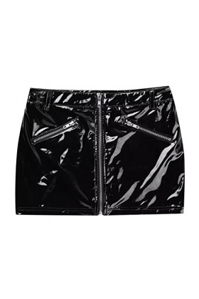 Mini jupe courte aspect cuir pour femme - Jupe crayon - En cuir synthétique - Mini jupe crayon - Mode A Line - Pour femme, No