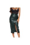 Mini jupe courte pour femme en cuir PU Slim Split Mini jupe en cuir synthétique Mini jupe crayon Fashion A Line Jupe discothè