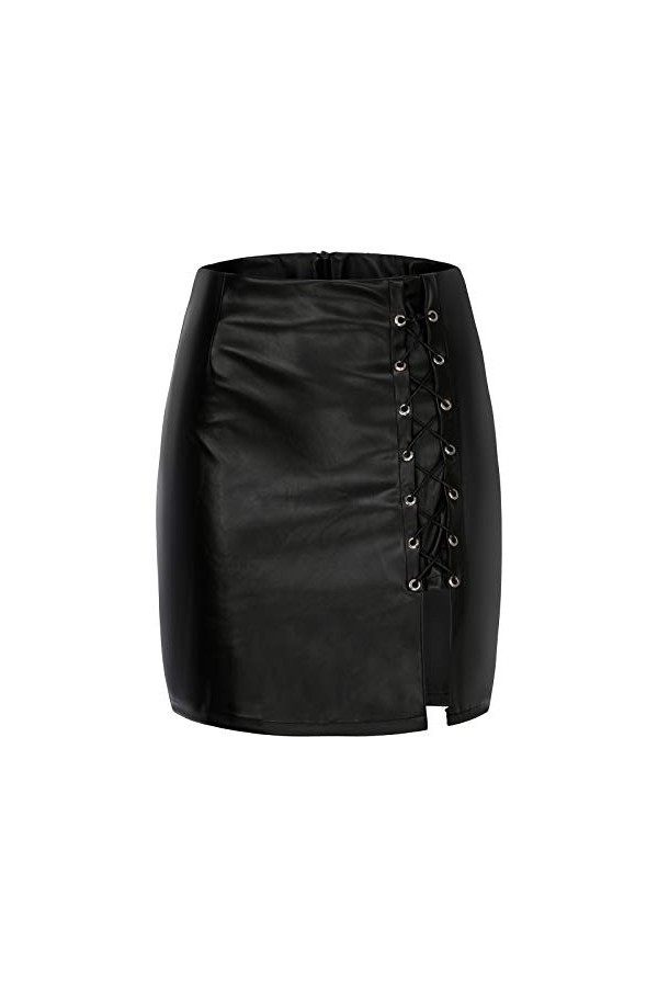 Jupe sexy pour femme - Taille haute - En cuir synthétique - Coupe moulante - Mini - Coupe moulante - Pour filles épicées - Se