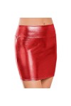 UOWEG Mini Jupe enveloppante Sexy en métal Brillant pour Femmes, Couleur métallique Jupe Noire Grande Taille Red, XL 