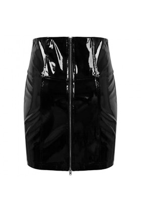 SHANHE Femmes Sexy Wet Look en Cuir Verni Mini Crayon Jupes Jupe À Lacets Taille Haute Fermeture Éclair Dos Slim Fit Jupes Fê