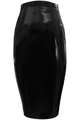ANTIY Jupe en Latex Jupe Crayon Serrée Jupe en Latex Jupe Crayon en Caoutchouc Fermeture À Glissière Arrière,Noir,Noir,XX-Gra