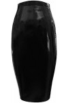 ANTIY Jupe en Latex Jupe Crayon Serrée Jupe en Latex Jupe Crayon en Caoutchouc Fermeture À Glissière Arrière,Noir,Noir,XX-Gra