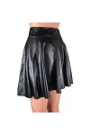 KOOKYY Jupe en cuir pour femmes, minijupes taille haute, évasée, plissée, latex, jupe cercle, bas de danse, jupes sexy de clu