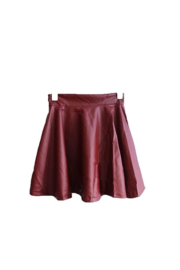 KOOKYY Jupe en cuir pour femmes, minijupes taille haute, évasée, plissée, latex, jupe cercle, bas de danse, jupes sexy de clu