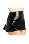 JVHGE Mini Jupes Noires Sexy en Latex avec Volants à larrière sans Fond en Caoutchouc à glissière