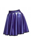 JVHGE Mini Jupes balançoires en Latex Sexy Violet et Noir avec Fermeture à glissière à larrière des Bas en Caoutchouc Courts