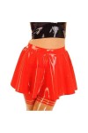 JVHGE Jupes en Latex Sexy Rouges avec Fermeture à glissière au Dos en Caoutchouc
