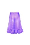 Jupes en Latex Sexy pourpres Transparentes avec des Bas en Caoutchouc Courts à Volants