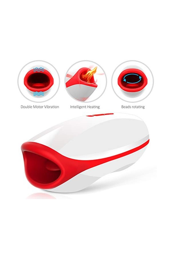 Cup Ṃạṣṭụṛḅạtẹụr Masculin Automatiquě Électrique Va Et Vient,Réaliste 3D Silicone Orale Cup Stimulation de Rotation à 360 ° a