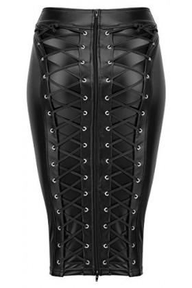 Noir Handmade Clubwear Jupe Powerwetlook Noir Taille M