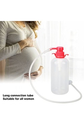 Nettoyeur vaginal pour femme, Nettoyeur vaginal manuel polyvalent, Douche vaginale en silicone 600ML à pression avec 3 buses 