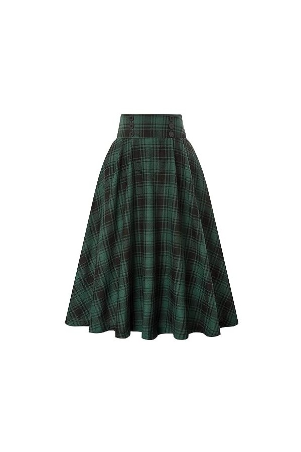 Jupe à carreaux taille élastique ft-8832, Rouge, Taille XL