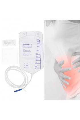 Fdit Ensemble de Sac de Lavement, Sac de Lavement Jetable de 1750 ML Kit de Nettoyage Dirrigation du Côlon pour Le Nettoyage