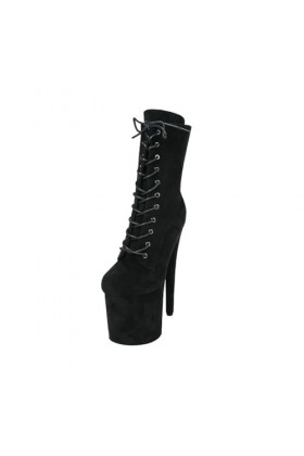 WOkismD 20 CM/7.87IN Velours Super Haut Talon Sexy Étape Catwalk Bottes De Mode Bottes Chevalier Bottes Pole Danse Bottes,Noi