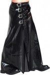 GOCTRN Jupes Kilt Noires Sexy en Latex, avec Ceintures Et Boucles sur Le Côté, Longueur Cheville Longue, Bas en Caoutchouc, U