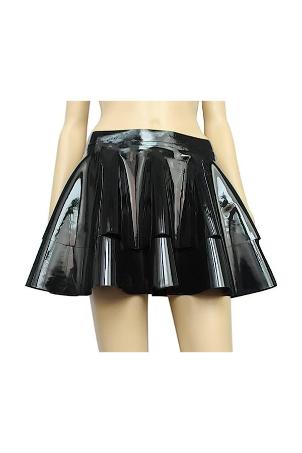 GOCTRN Mini-Jupe en Latex, Jupe De Patinage Personnalisée,Noir,M