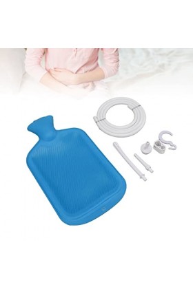 Tube Enema Bag Set Grande Ouverture Home Enema Bag Set Easy to Use 2L Lint Remover Shower Tub Bleu 