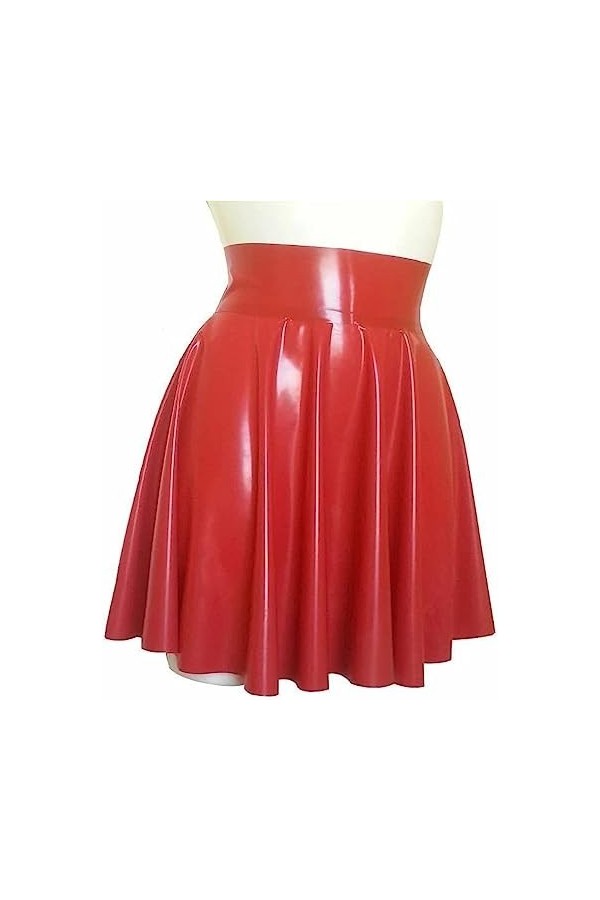 GOCTRN Jupe en Latex A-Ligne Rouge Mini Robe en Latex Jupe Sexy Jupe en Latex Cercle Gummi Caoutchouc,Couleur Personnalisée,S