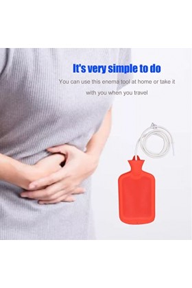 Pssopp Enema Douche Set, Kit de Sac de Lavement en Silicone Non Toxique pour Nettoyage Détox Rouge 