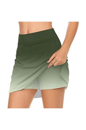 Jupe de tennis courte pour femme - Avec pantalon - Pour lété - Avec poches - Avec pantalon intérieur - Couleur unie, Green1.