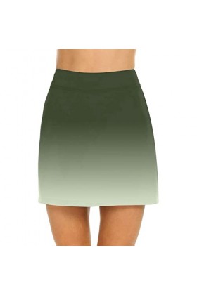Jupe de tennis courte pour femme - Avec pantalon - Pour lété - Avec poches - Avec pantalon intérieur - Couleur unie, Green1.